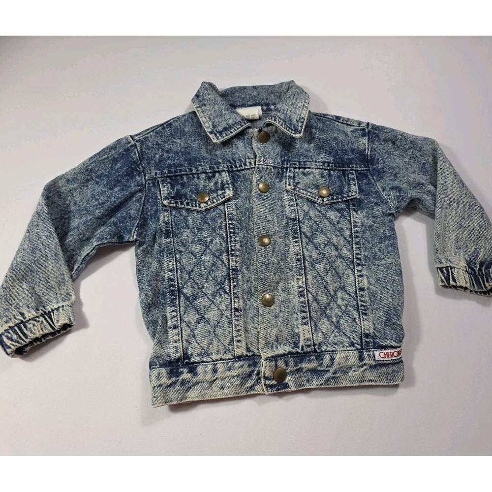 Vintage Cherokee Kids Acid Wash Denim Jacket USA 3T Unisex 80s 90s